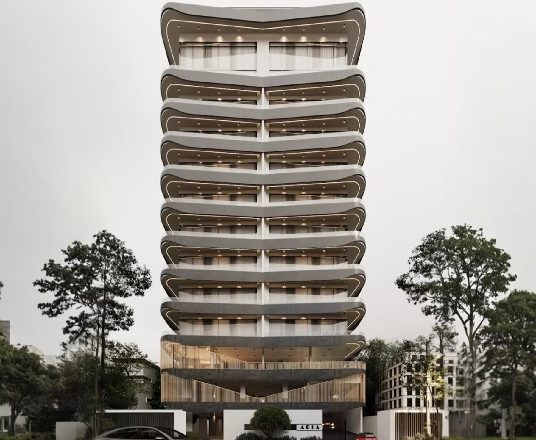 Front view of Aria Lagos High rise building