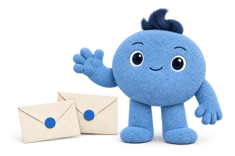 Hops waving beside two sealed invitation envelopes.