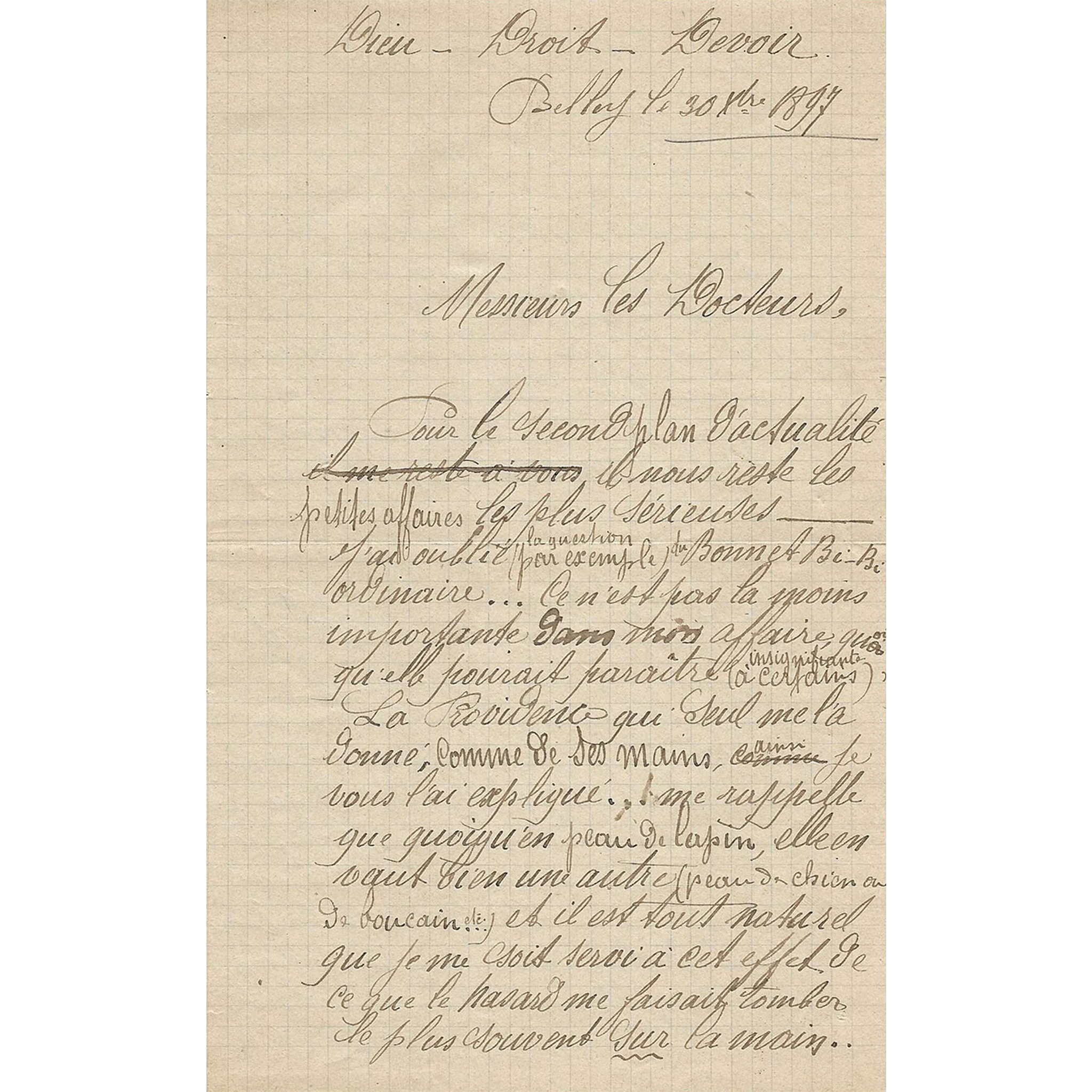 Lettre autographe de Joseph Vacher