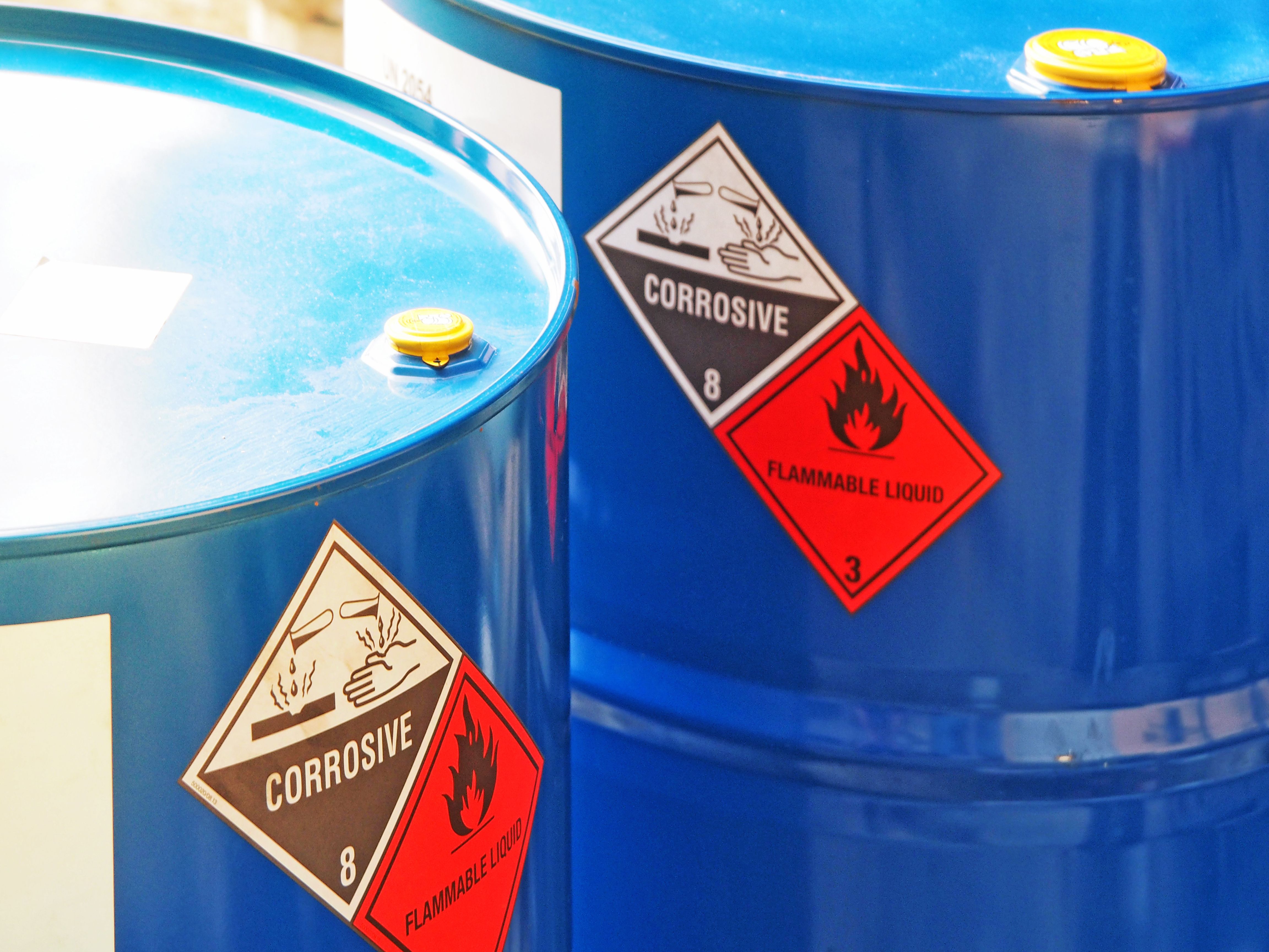 barrels with WHMIS symbols
