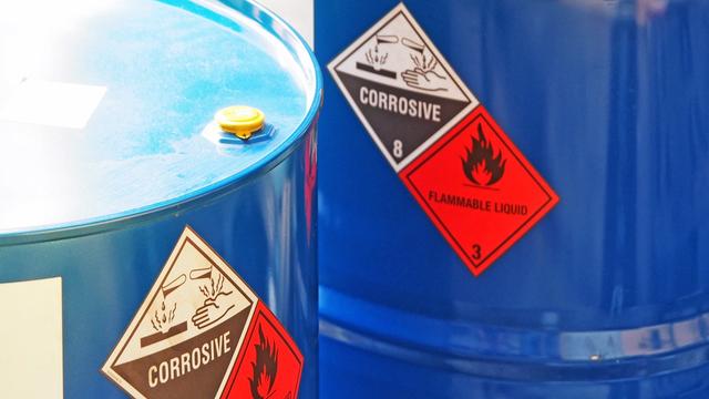 barrels with WHMIS symbols