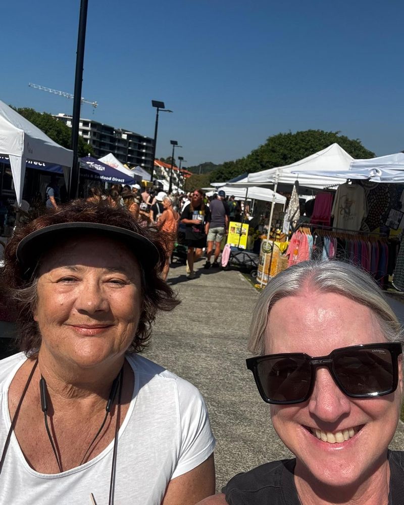 WEYA participant and support worker at the Gold Coast farmers market
