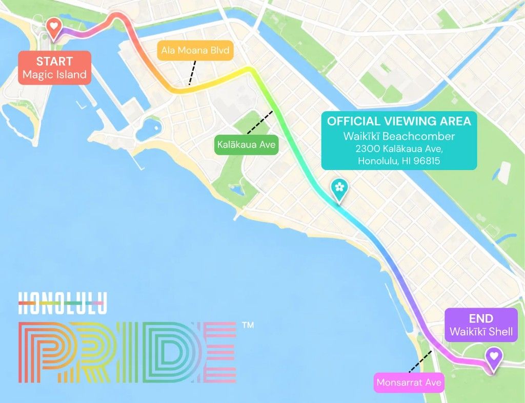 2026 Honolulu Pride parade route from Magic Island to Waikīkī Shell