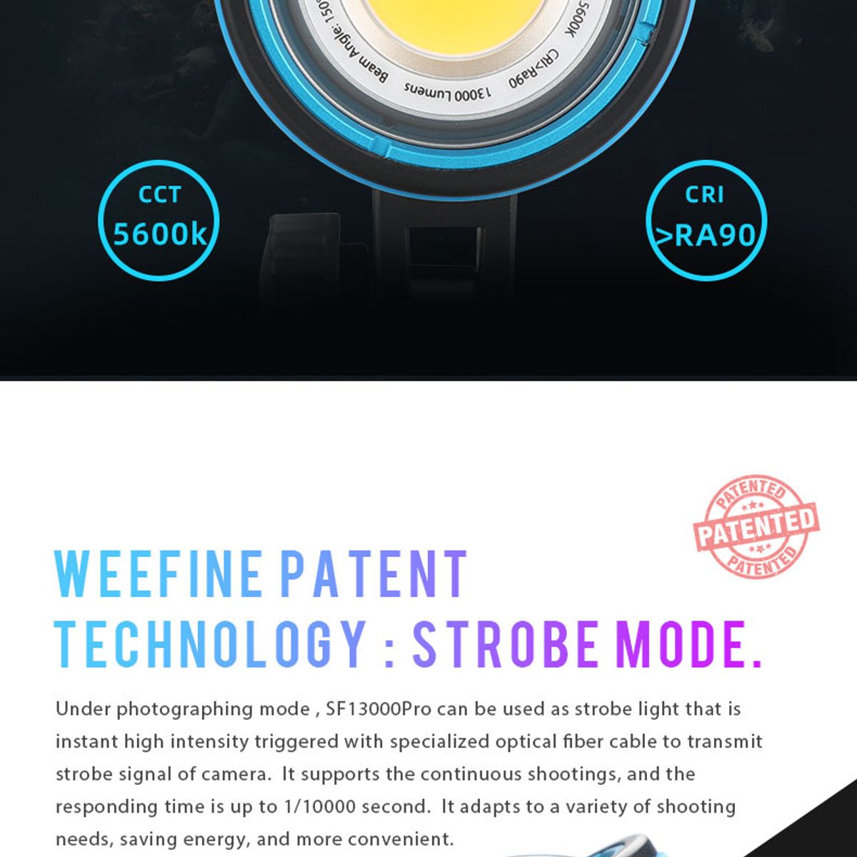 Weefine Solar Flare 13000 Pro COB LED Ra90 150 Degree Strobe Mode Photo Video Light — 圖片 10