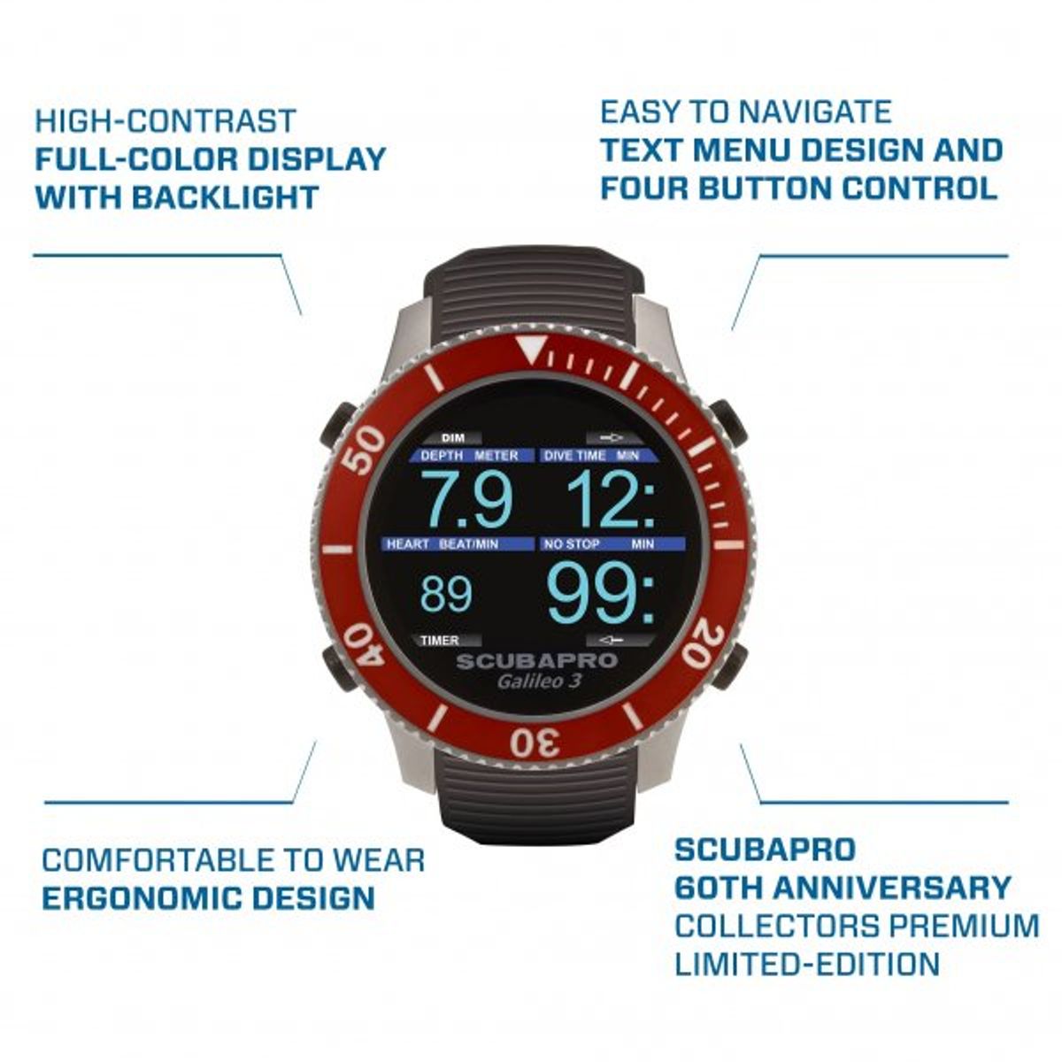 Scubapro Galileo 3 Dive Computer 60週年限量版電腦錶 — 圖片 6