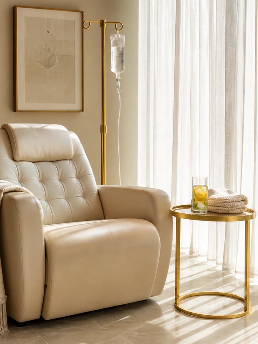 IV hydration lounge recliner at House of Rose