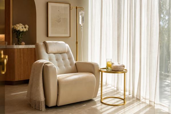 IV hydration lounge recliner at House of Rose