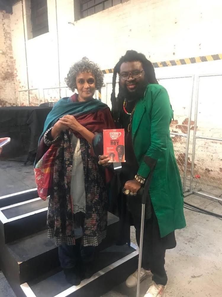 With Booker Prize-winning author, Arundhati Roy in Johannesburg | Onyeka