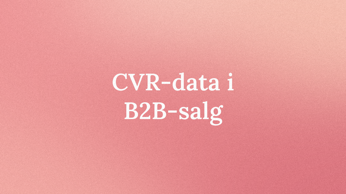 CVR-data i B2B-salg: Billigt, men begrænset