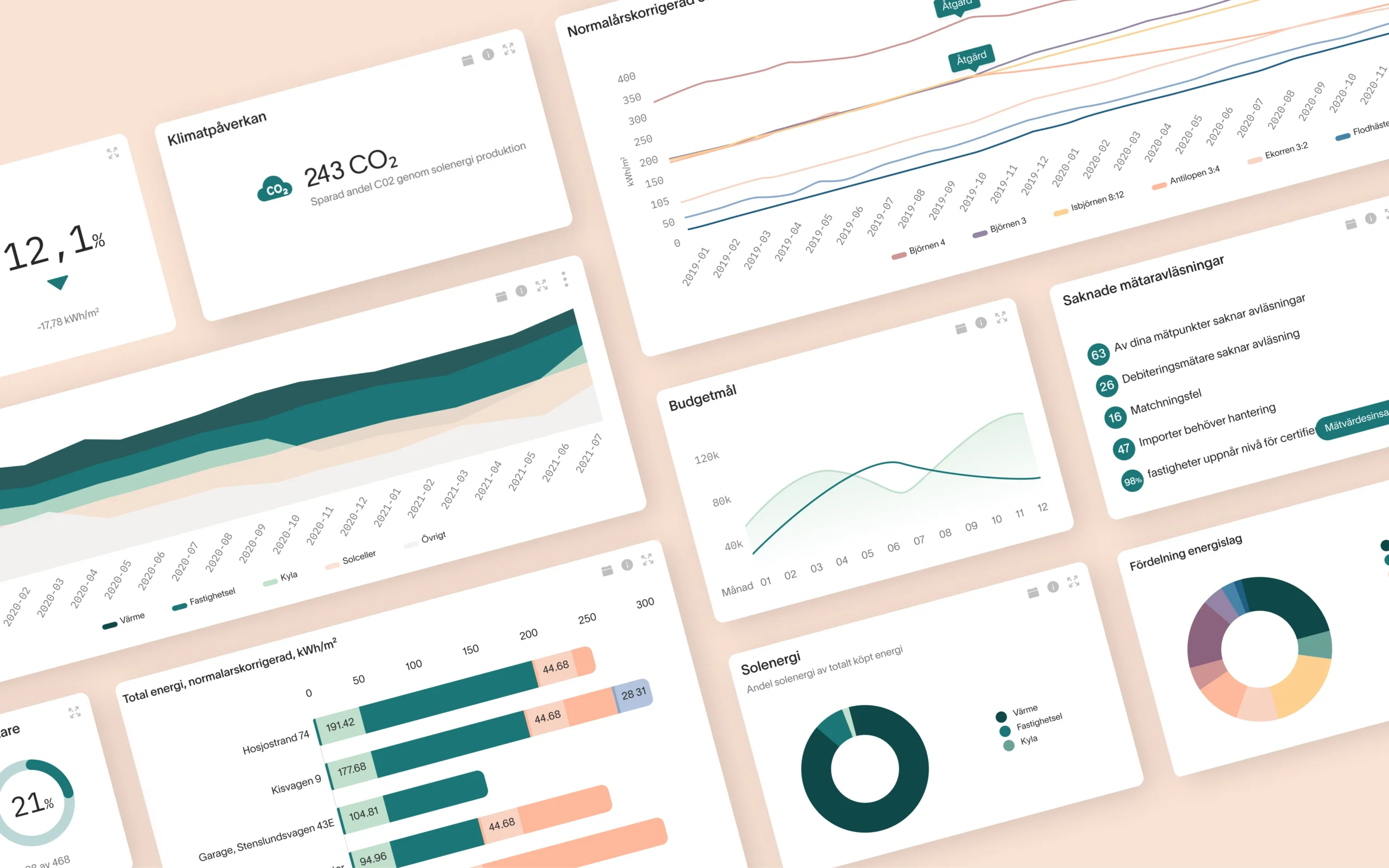 Momentum Energy dashboard with graphs, charts, and data visuals.