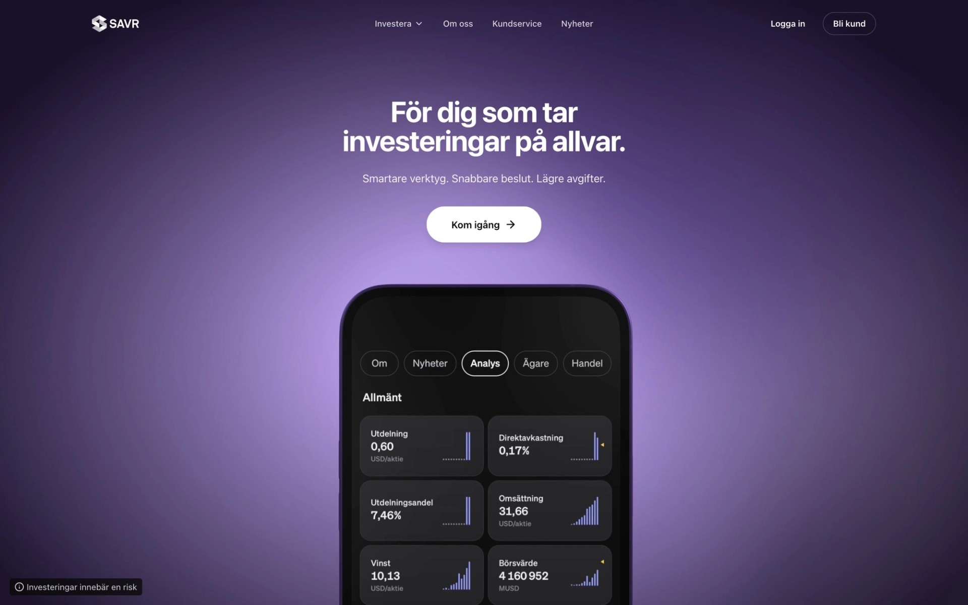 SAVR website homepage on desktop