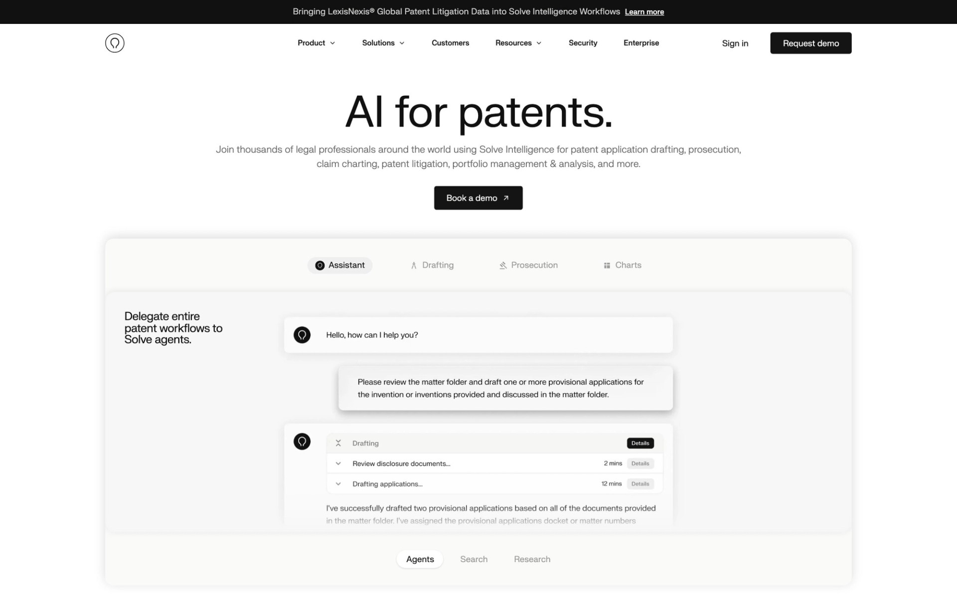 Solve Intelligence website homepage on desktop