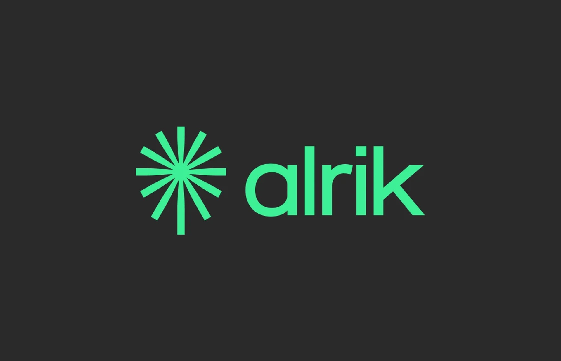 Alrik-logo med grønt stjernesymbol på mørk bakgrunn.