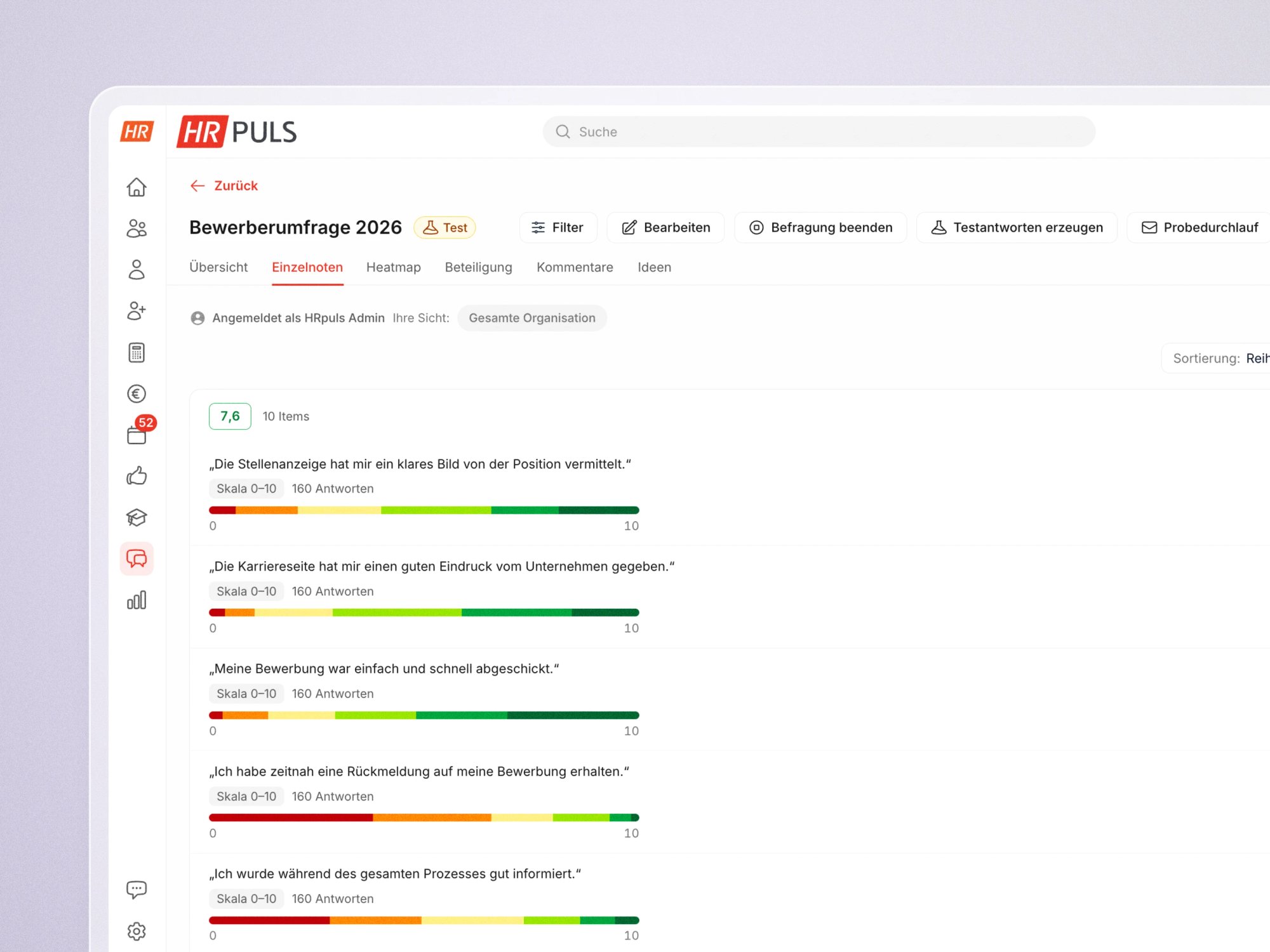Bewerberumfrage in HR Puls: Feedback von Bewerbenden zu Stellenanzeige, Karriereseite und Bewerbungsprozess auswerten