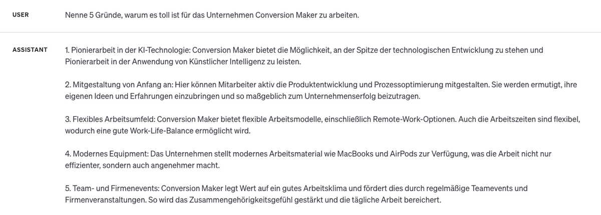 ChatGPT kann eine wertvolle Unterstützung sein, z. B. für eine Unternehmensbeschreibung