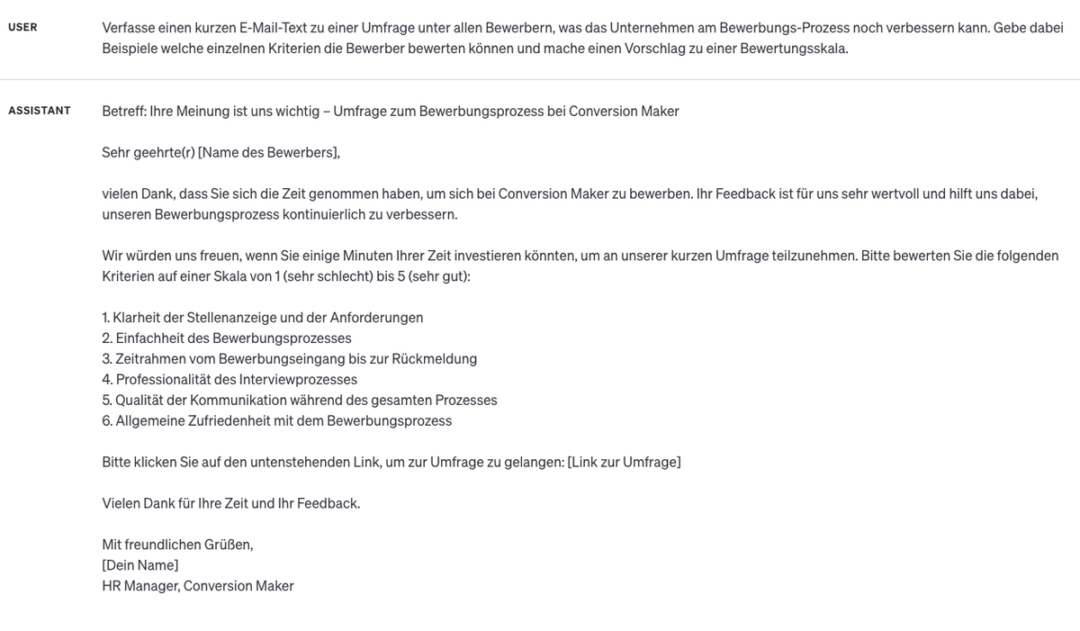 ChatGPT kann eine wertvolle Unterstützung sein, z. B. für eine Unternehmensbeschreibung