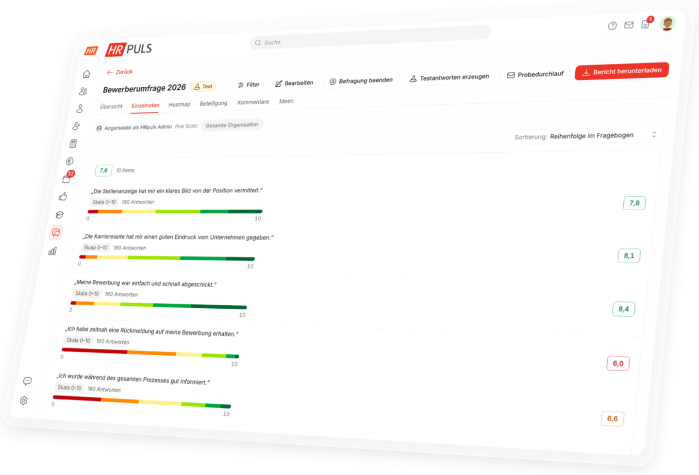 Bewerberumfrage in HR Puls: Feedback von Bewerbenden zu Stellenanzeige, Karriereseite und Bewerbungsprozess auswerten