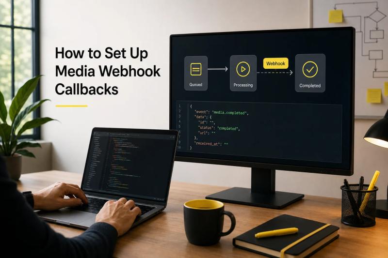 Webhook event workflow for AI media generation