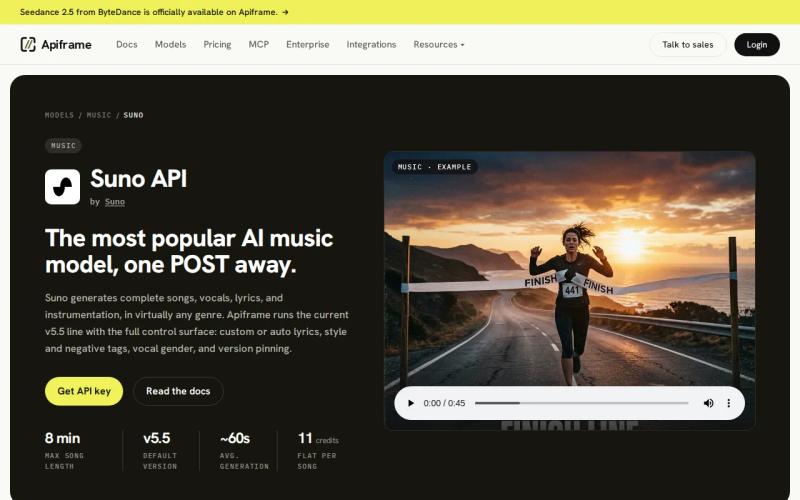 Screenshot of the Apiframe website