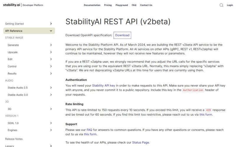 Screenshot of the Stability AI website