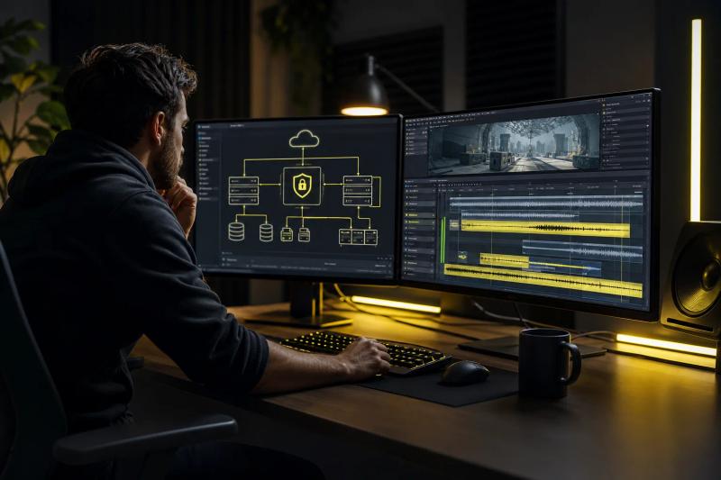 Secure AI music API backend architecture for game engine integration