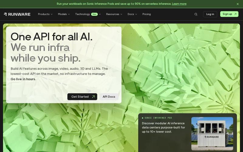 Screenshot of the Runware website
