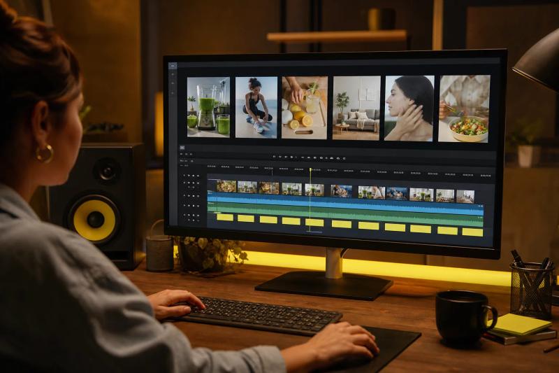 Editing AI-generated video ad clips with audio and captions