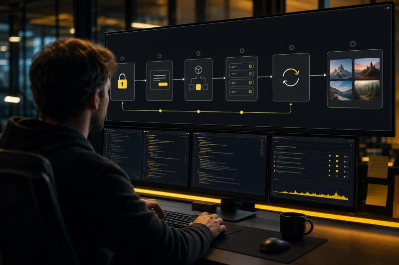 Adobe Firefly API request flow from prompt to generated media