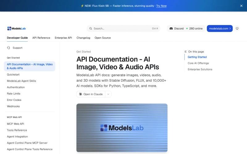 Screenshot of the ModelsLab website