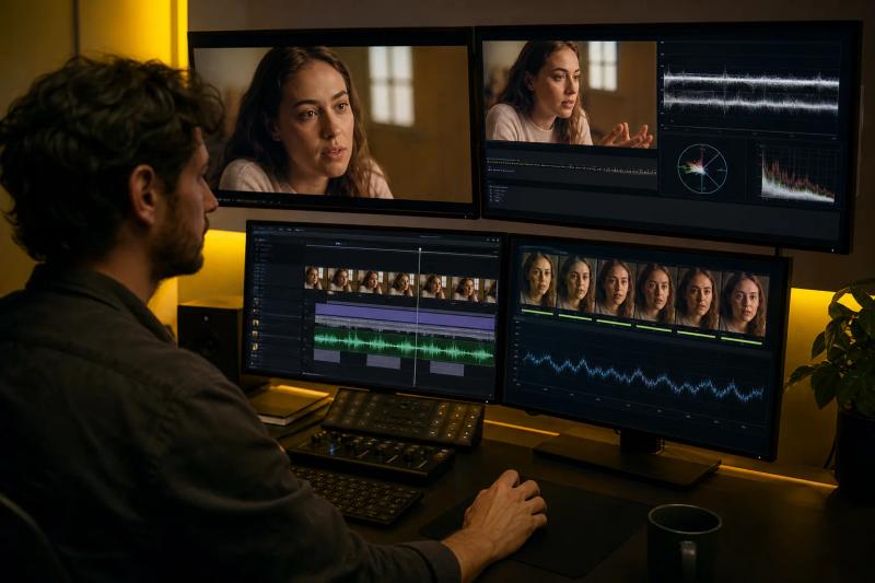 Evaluating AI-generated video for temporal consistency, lip sync, audio alignment, and motion quality.