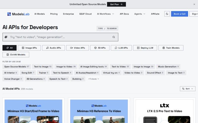 ModelsLab: visual reference for 5. ModelsLab — Best for high-volume, multi-modal generation