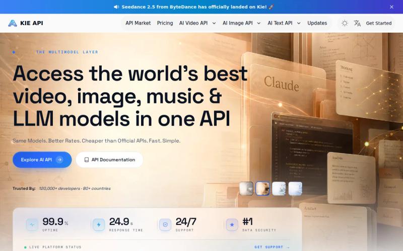 KIE AI: visual reference for 4. KIE AI, Flexible credits for multimodal generation