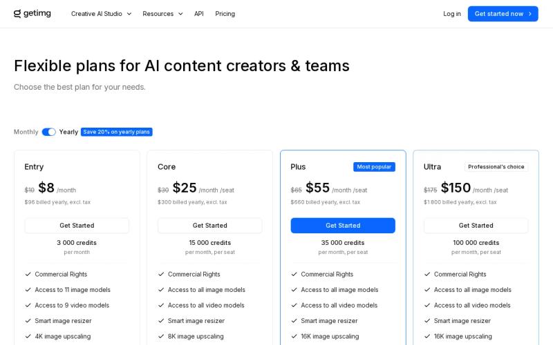 Screenshot of the getimg.ai website