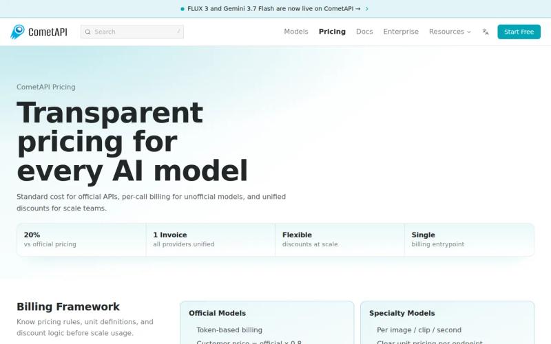 Screenshot of the CometAPI website