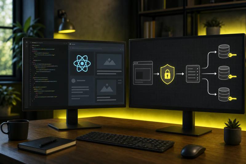 Secure React server proxy for unified media API integration