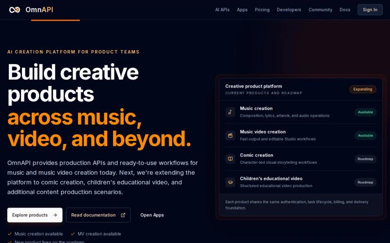 Screenshot of the OmnAPI website
