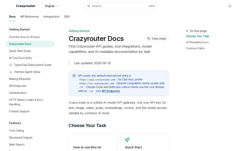 Screenshot of the Crazyrouter website