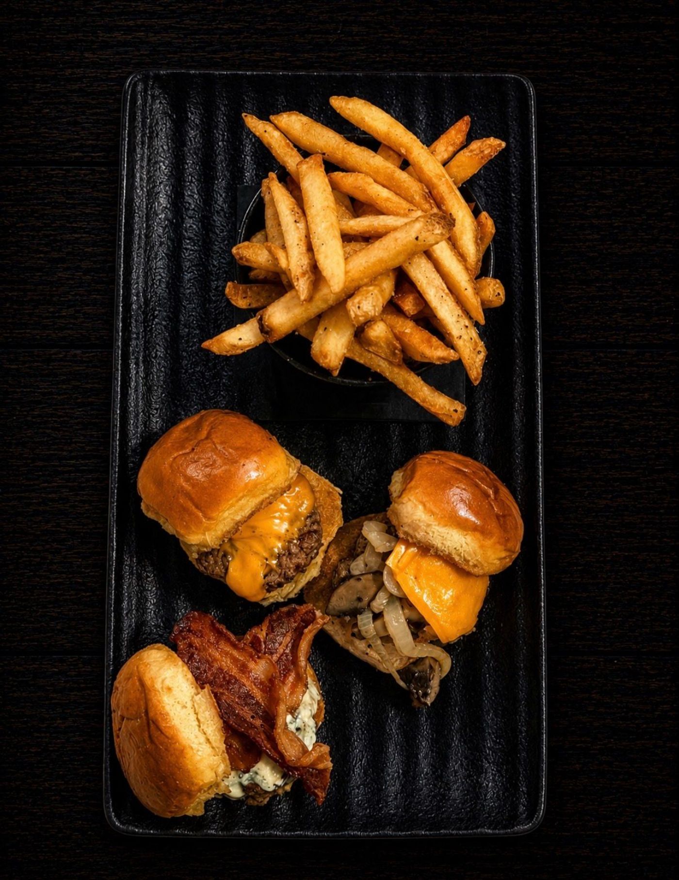 Mini sliders with fries