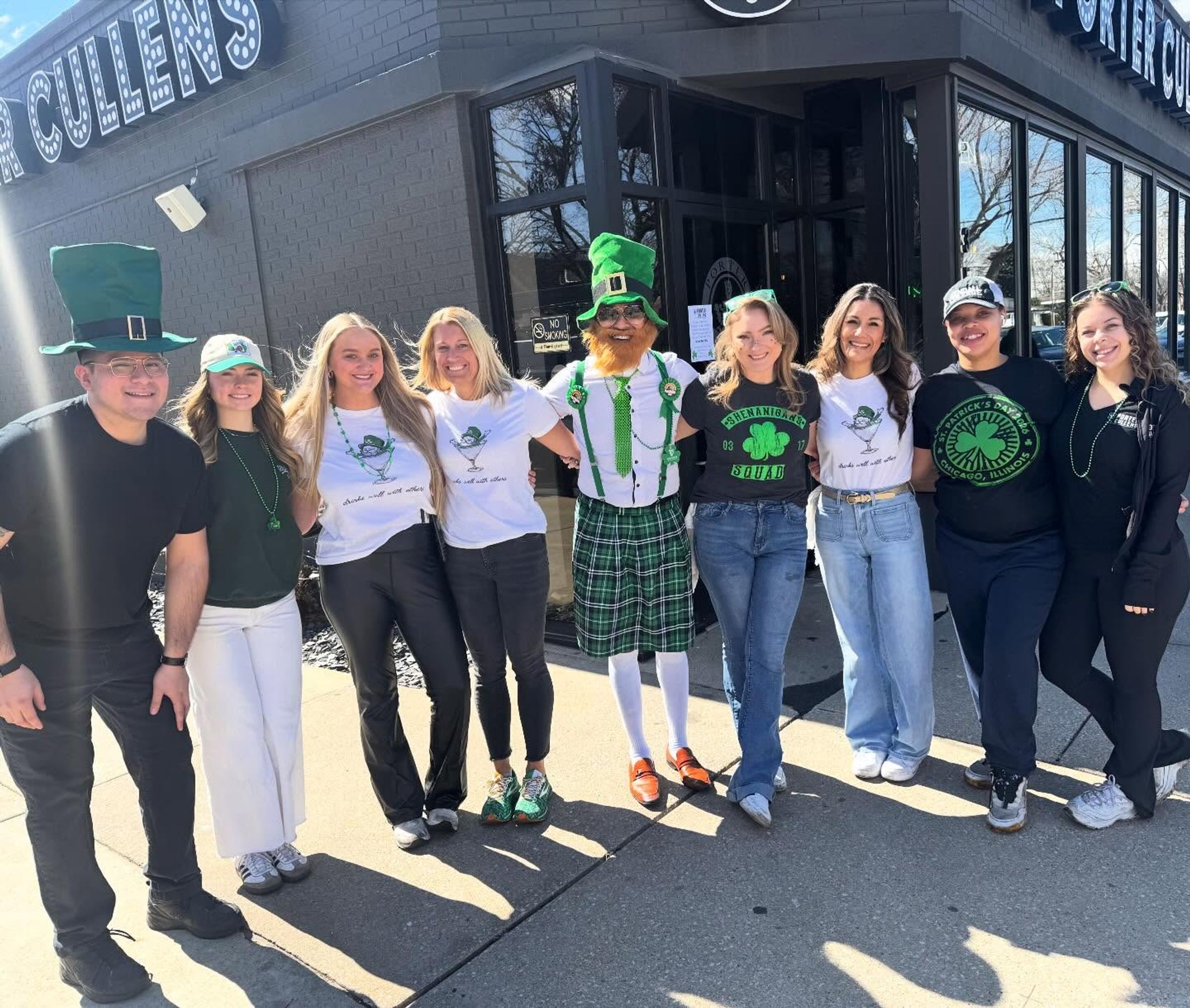 Porter Cullens staff lined up for St. Patrick's Day