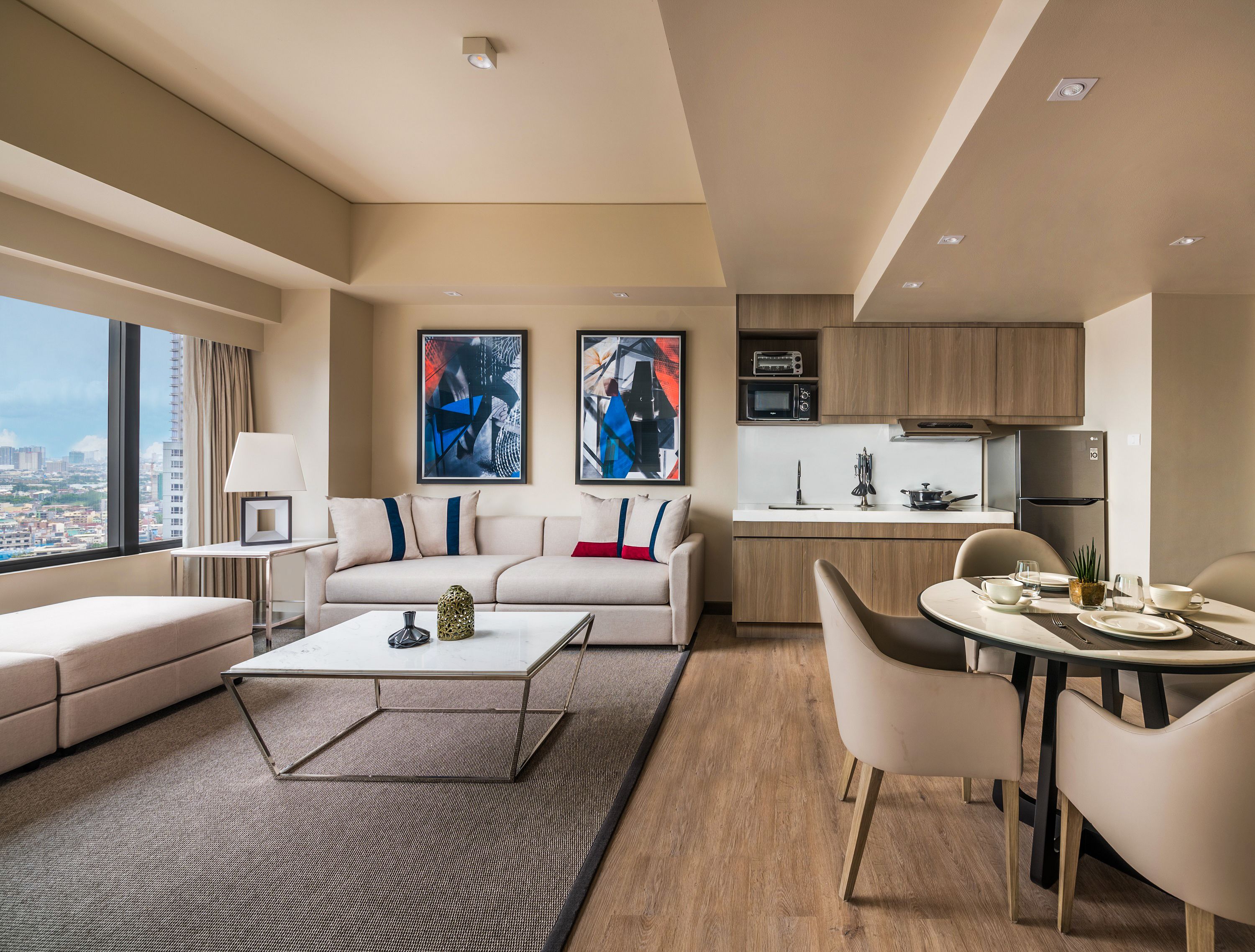 Photo inspiration: Visual Reference: One Bedroom Apartment With Bathtub Kitchenette Living Area Washer