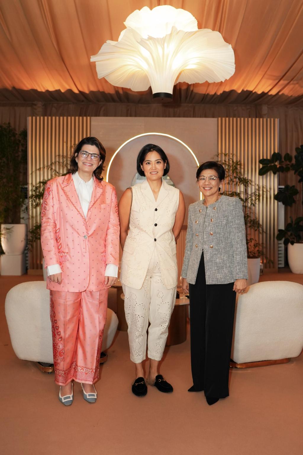 Mariana Beatriz Zobel de Ayala, Joyce Wang, and Anna Ma. Margarita B. Dy during the evening launch of Laurean Residences