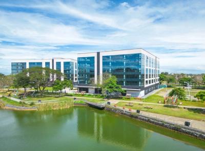 Nuvali office buildings in Laguna, Ayala Land’s eco-friendly business hub with modern workspaces set in a lakeside, nature-inspired environment.