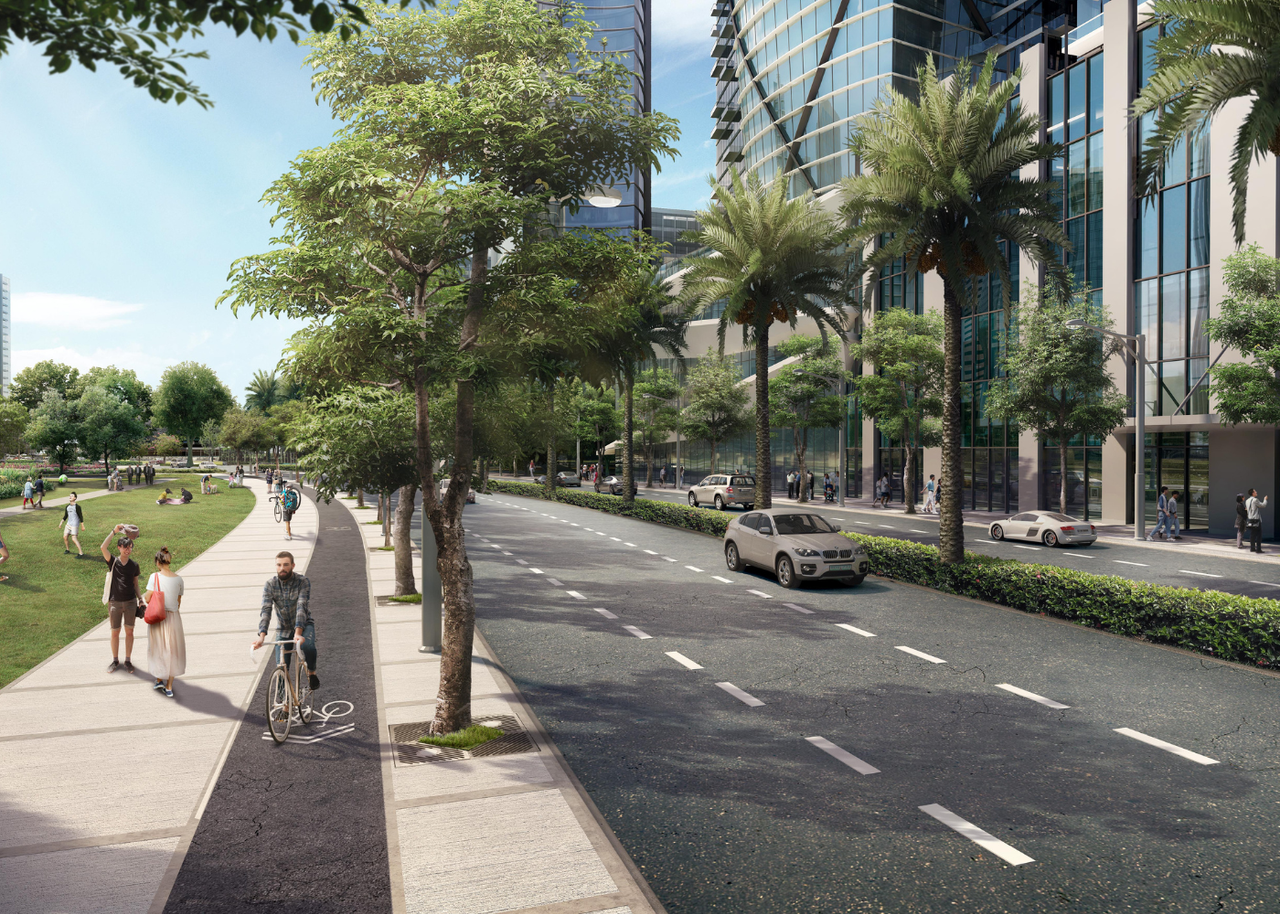 Bike lane and motorway at Evo City an Ayala Land Estates