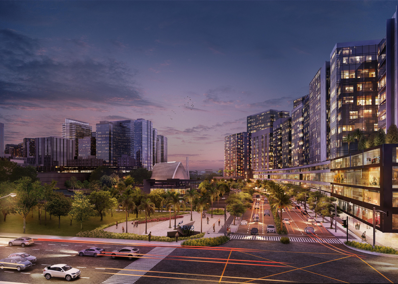 Entrance Park at dusk at Evo City an Ayala Land Estates