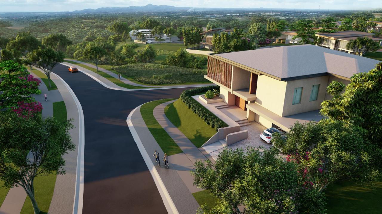 Modern apartment balcony with stylish outdoor furniture, featuring a comfortable seating area, glass table, and lush green plants. Wooden paneling and cityscape views enhance the contemporary design. Perfect for urban relaxation and entertaining.