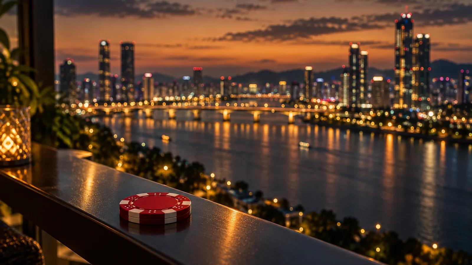 川沿いの夜景とチップのイメージ