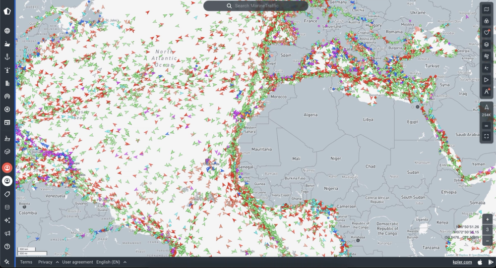 Screenshot of marinetraffic