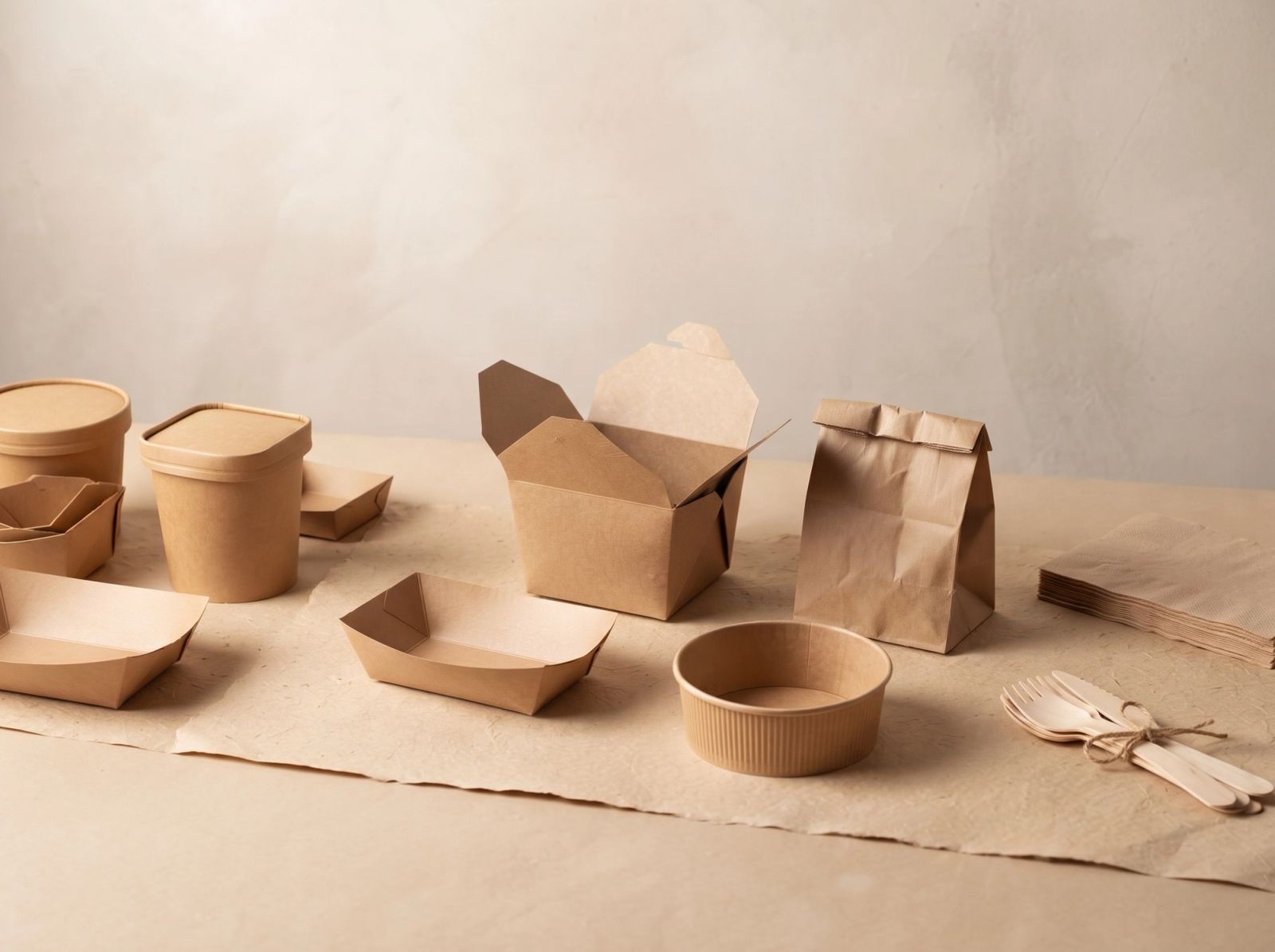 Natural kraft paper packaging for food businesses