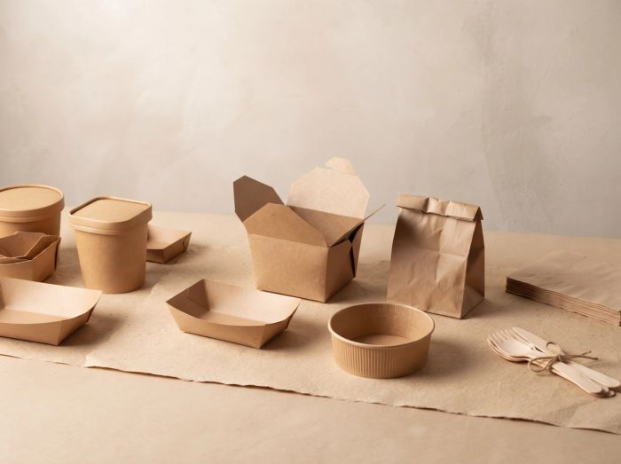Natural kraft paper packaging for food businesses