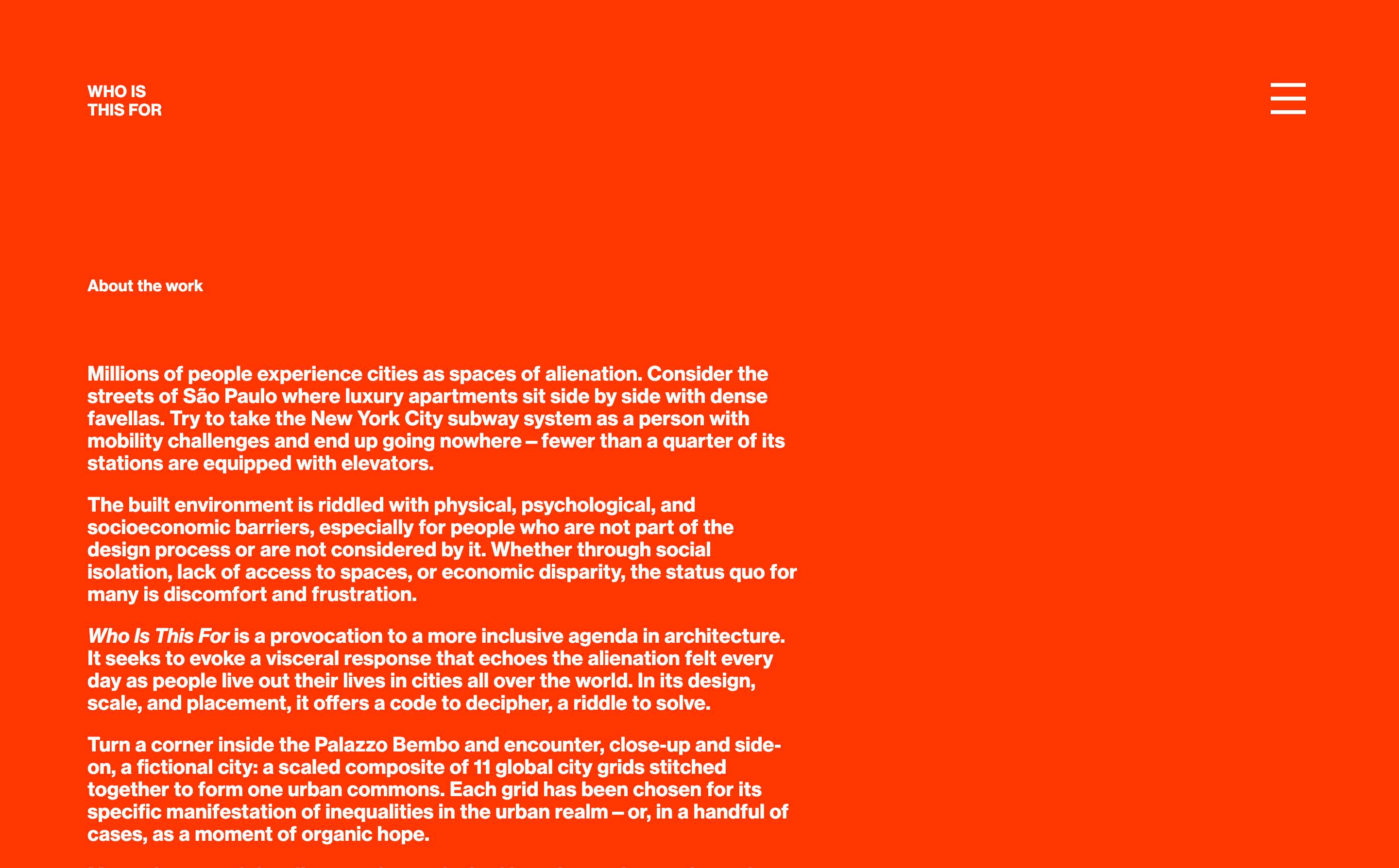 Website design featuring accessible white text on an orange background. Contrast and sizing meets WCAG compliance for website design.